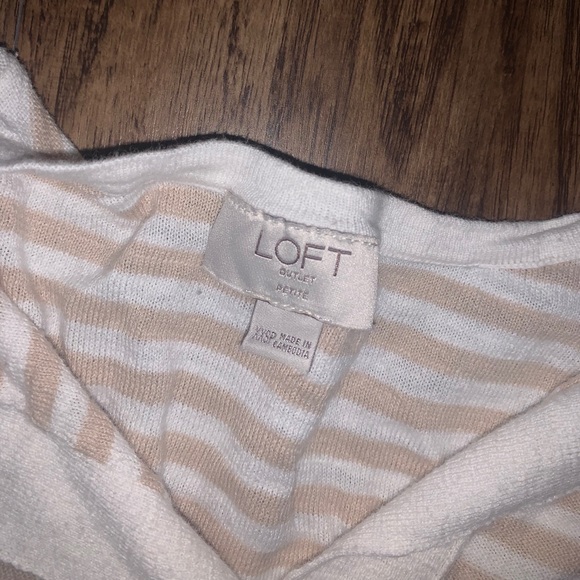 LOFT Womens Tan & White Striped Sweater - Picture 5 of 6